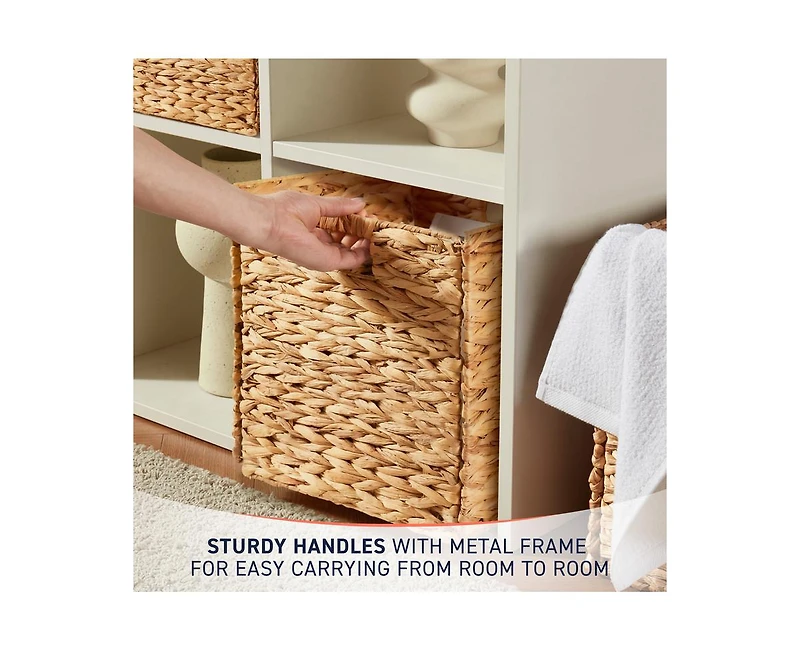 Ornavo Home Set of 8 Water Hyacinth Storage Cube Bin Basket