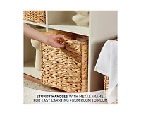 Ornavo Home Set of 8 Water Hyacinth Storage Cube Bin Basket