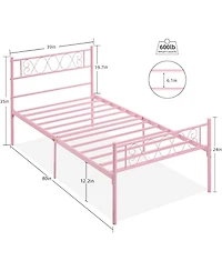 gaomon Metal Platform Bed Frame, Sweet Heart Headboard, Under Bed Storage, Girls/Boys Bedroom, No Box Spring