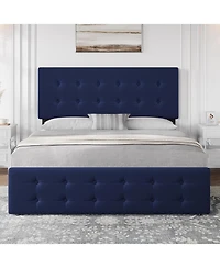 gaomon Platform Bed Frame with 4 Storage Drawers, Velvet Tufted Headboard, Wooden Slats No Box Spring