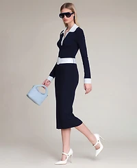 Avec Les Filles Women's Belted Sweater Dress