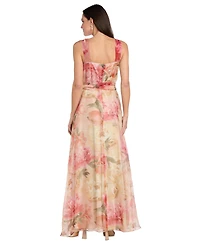 R & M Richards Women's Printed V-Neck Maxi Dress