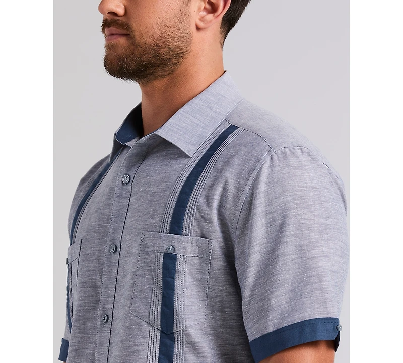 Cubavera Men's Cross-Dyed Short-Sleeve Pintucked Shirt