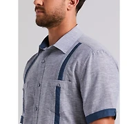 Cubavera Men's Cross-Dyed Short-Sleeve Pintucked Shirt