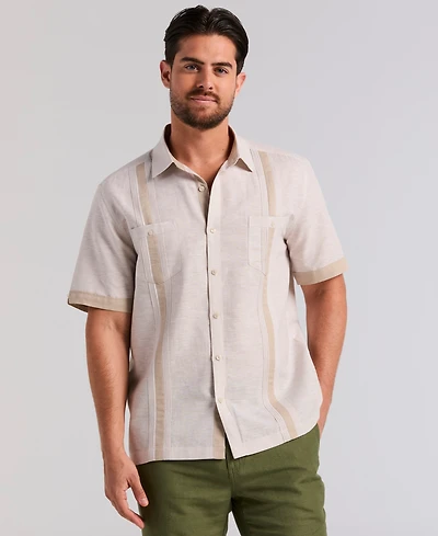 Cubavera Men's Cross-Dyed Short-Sleeve Pintucked Shirt