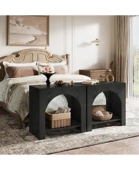 Tribesigns Side Table Set of 2, with Wooden Base, for living room bedroom