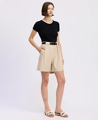 En Saison Women's Selma Mid-Rise Pleated Shorts