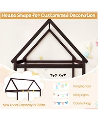 Sugift Kids Platform Floor Bed with Roof and Heavy Duty Slats