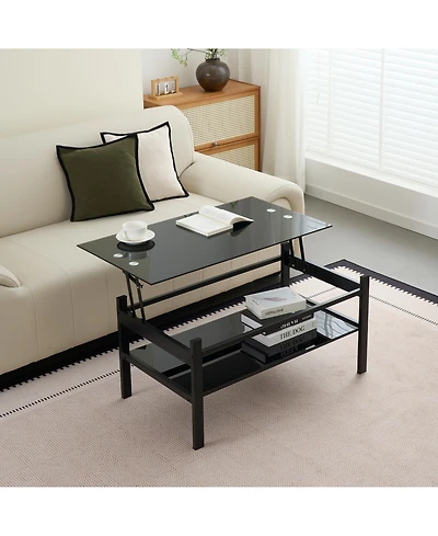 Rainsken Glass Lift Top Coffee Table