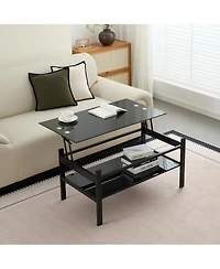 Rainsken Glass Lift Top Coffee Table
