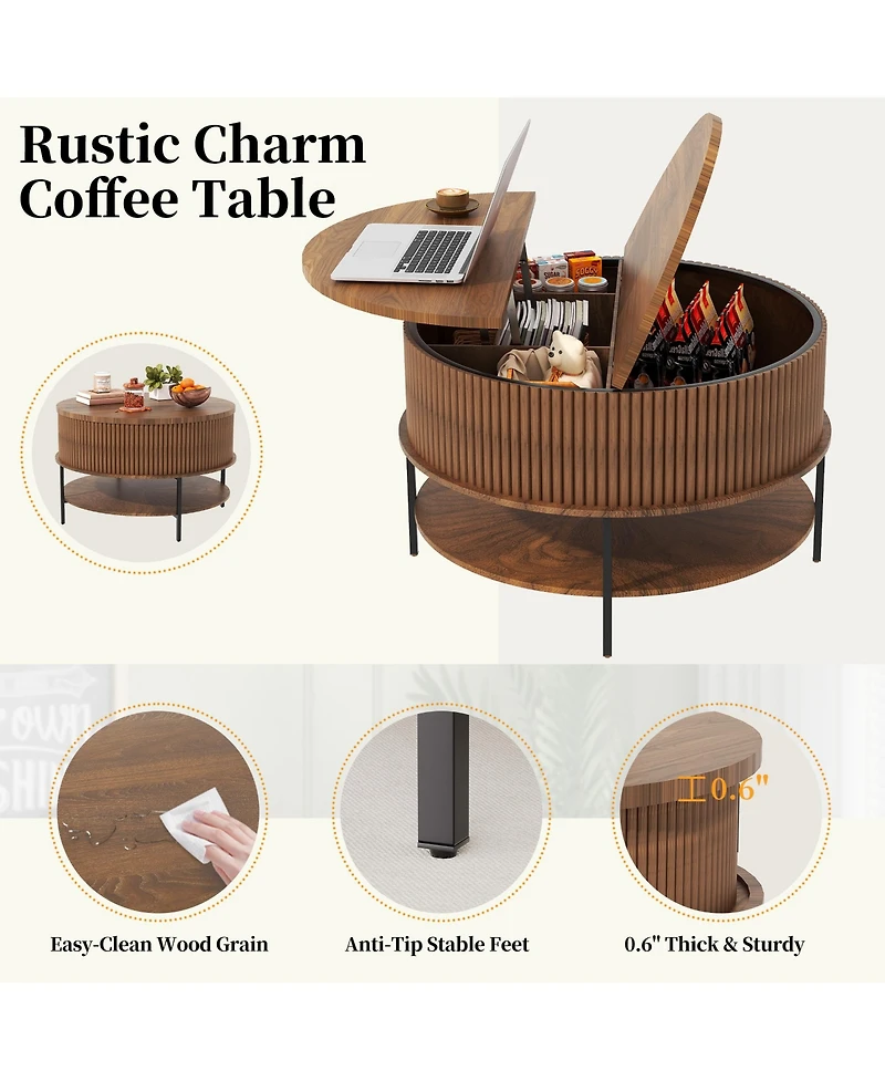 Rainsken 31.5" Farmhouse Lift Top Coffee Table