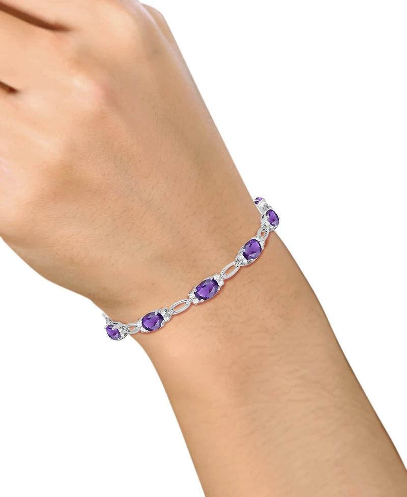 Macy's Lab Grown Ruby (8-3/4 ct. t.w.) & White Sapphire (3/4 Bracelet Sterling Silver (Also Available Multi-Stones)