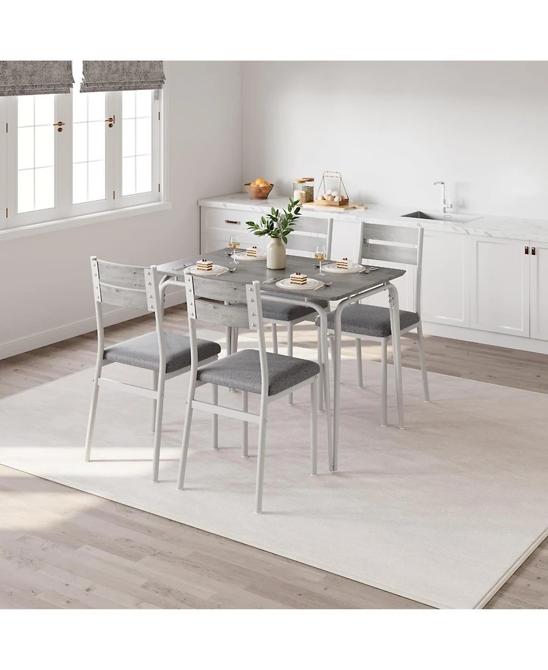 gaomon 2-Person Dining Table Set, Compact Kitchen Table with Upholstered Chairs, Great for Small Spaces, Light Oak, 4-Chair Version