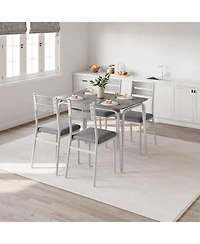 gaomon 2-Person Dining Table Set, Compact Kitchen Table with Upholstered Chairs, Great for Small Spaces, Light Oak, 4-Chair Version