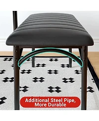 gaomon 5 Piece Dining Set for 4, Rectangular Metal Frame Table with Bench & Upholstered Chairs, Space Saving Dining Set