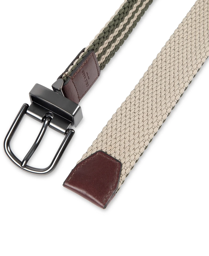 Cole Haan Men's Two-In-One Reversible Striped Stretch Web Belt