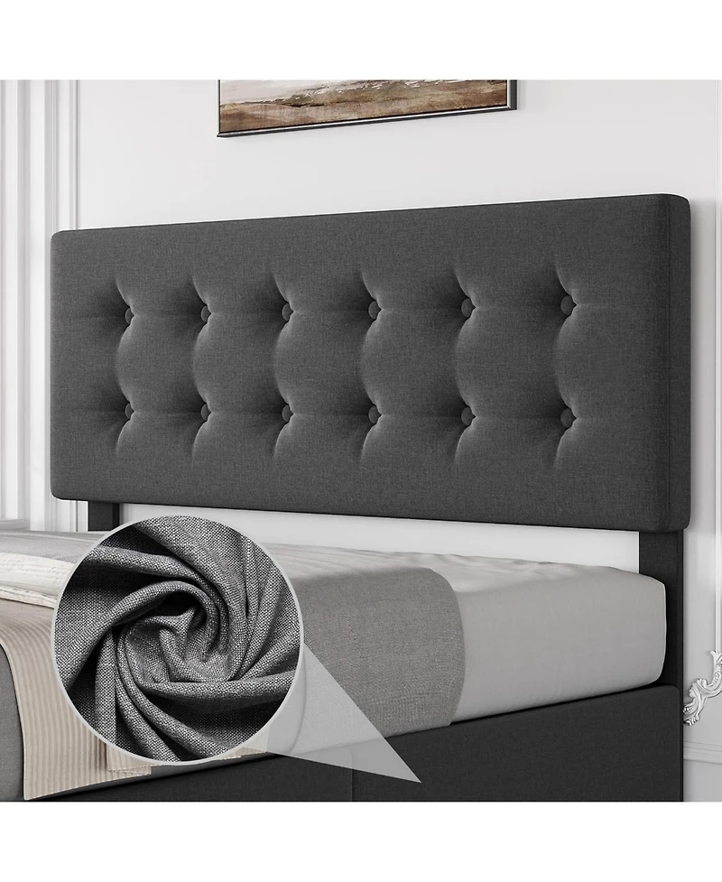 gaomon Queen Upholstered Platform Bed Frame with Adjustable Headboard, Storage Drawer, Heavy Duty, No Box Spring