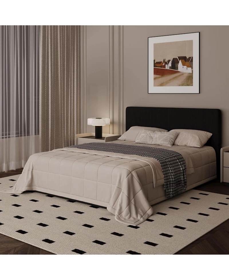 gaomon Platform Bed Frame with Headboard, Fully Upholstered Design, Wooden Slats, Easy Assembly, Noise Free