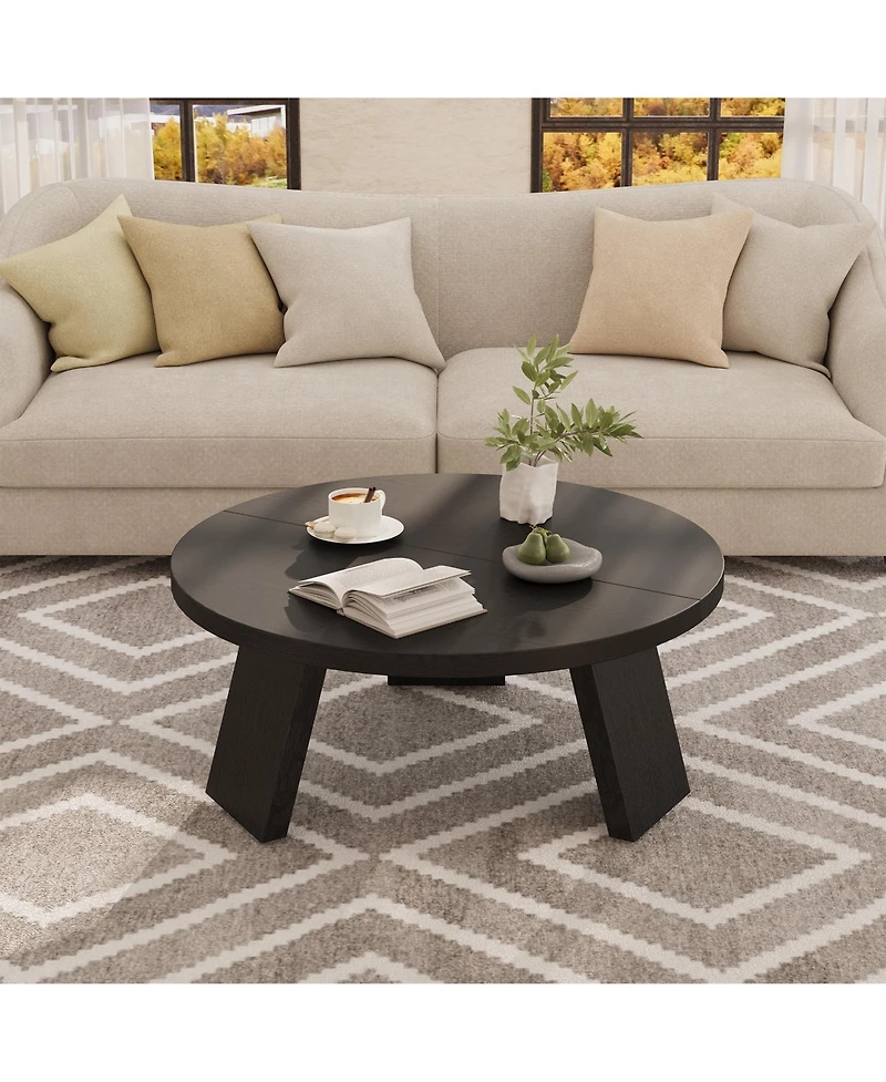 gaomon Round Wood Coffee Tables for Living Room,Circle Coffee Table,for Apartment