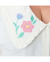 Unique Vintage Plus Size Short Sleeve Oversized Collar Blouse