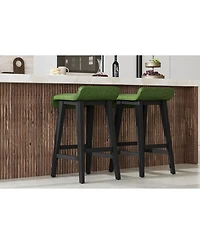 gaomon Bar Stools Set of 2, Modern Upholstered Kitchen Stools with Low Back, Footrest & Wood Legs, Counter Height for Kitchen or Dining.
