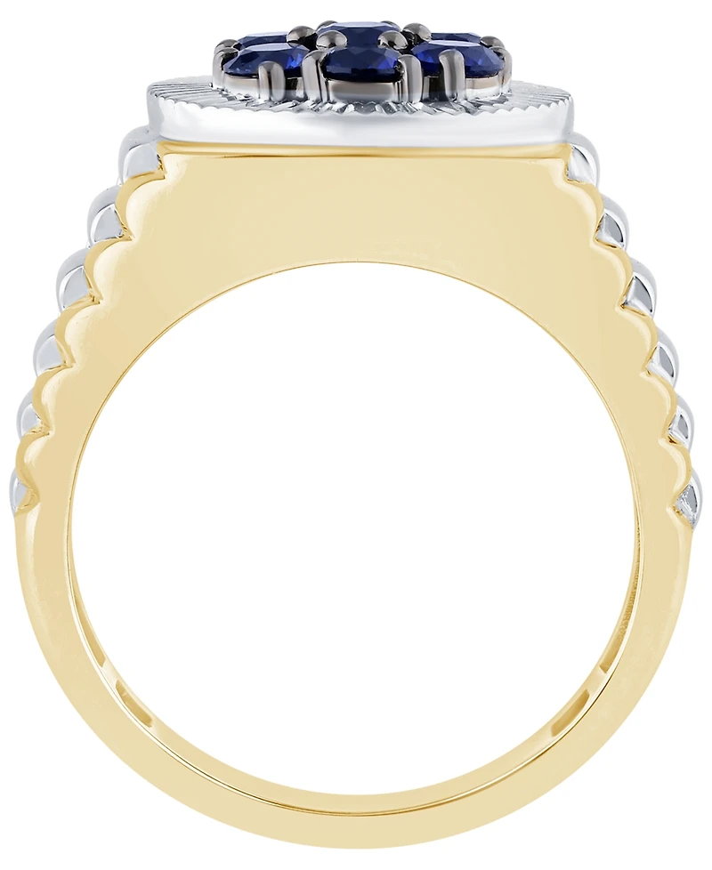 Macy's Men's Lab Grown Sapphire (1-1/2 ct. t.w.) Ring Gold Vermeil over Sterling Silver