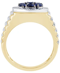 Macy's Men's Lab Grown Sapphire (1-1/2 ct. t.w.) Ring Gold Vermeil over Sterling Silver