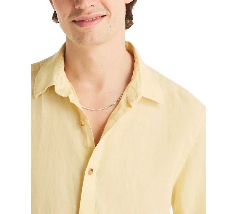 Nautica Men's Classic-Fit Solid Linen Short-Sleeve Shirt
