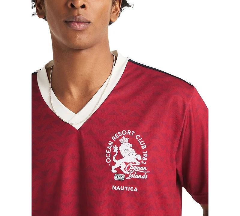 Nautica Men's Shadow Printed Birdseye V-Neck T-Shirt