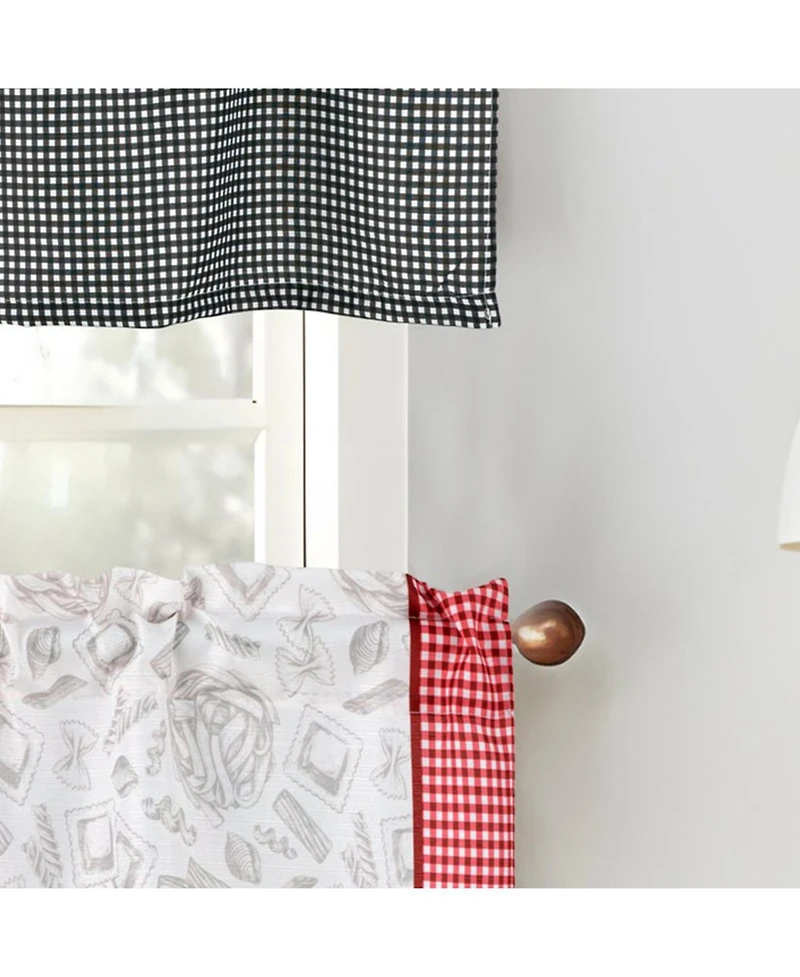 Rt Designers Collection Polyester Cucina Pasta Chef Slub 3 Piece Kitchen Curtains Valance and Tiers Set 52" x 18" Muticolor