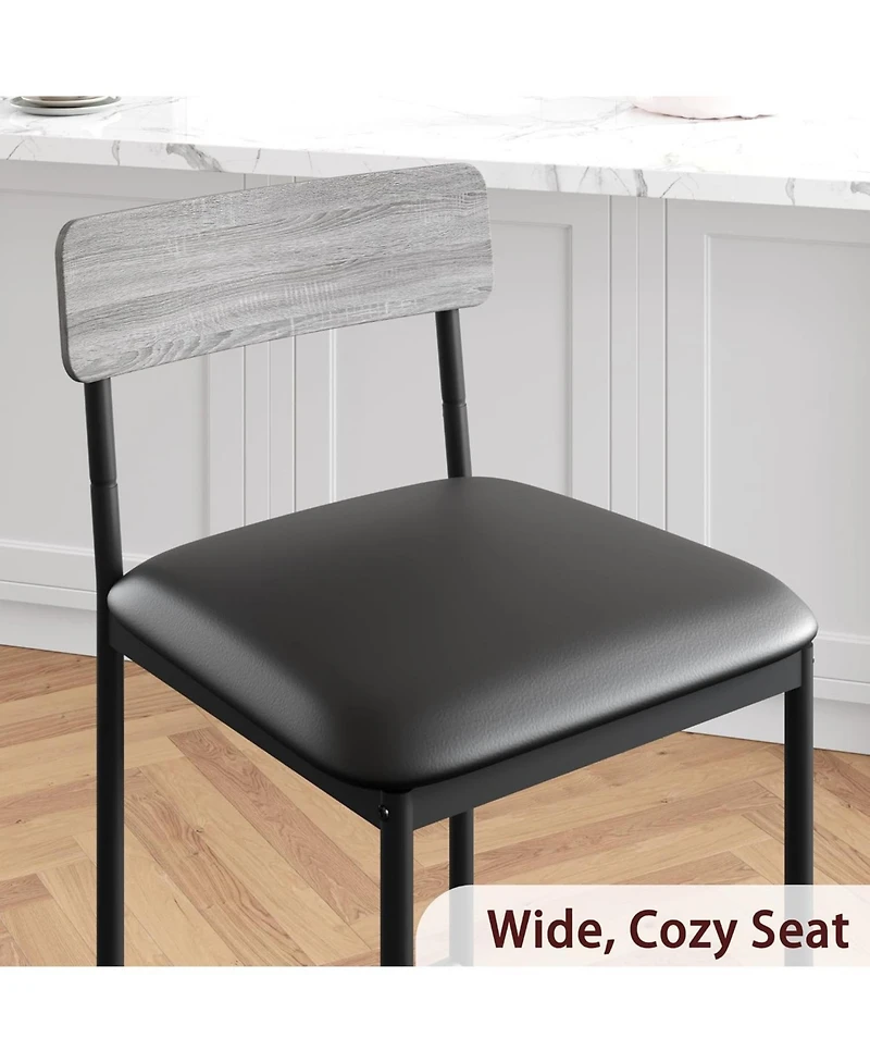 gaomon 4 Bar Stools Set, 25.5" Leather Counter Stools with Back and Metal Legs, Kitchen Island Seating