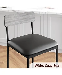 gaomon 4 Bar Stools Set, 25.5" Leather Counter Stools with Back and Metal Legs, Kitchen Island Seating