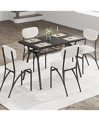 gaomon 5-Piece Dining Table Set for 4, Rectangular Table with Storage Rack, Boucle Dining Chairs