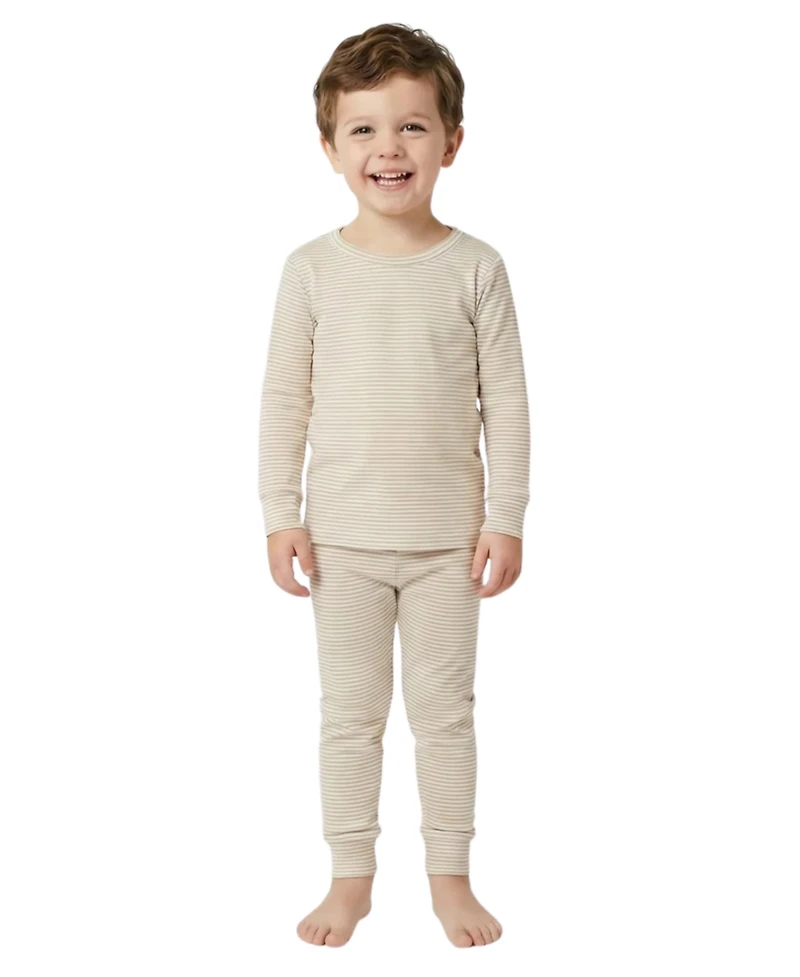 Motette Toddler Boys Oatmeal Stripe Bamboo Pajama Set