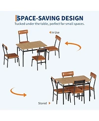 gaomon 5-Piece Dining Table Set for 4, Wooden Kitchen Table, Pu Upholstered Chairs, Industrial Frame, Home or Studio
