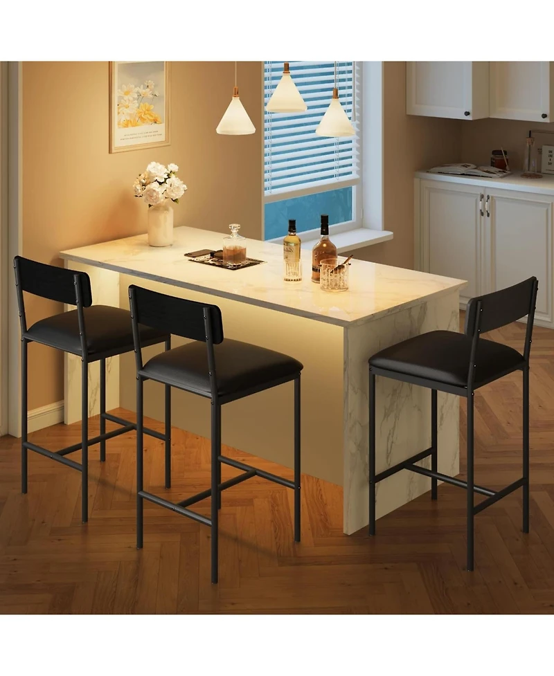 gaomon 3-Piece Dining Table Set for 2, Counter Height Bar Table with Storage Shelves, Upholstered Chairs, Apartment