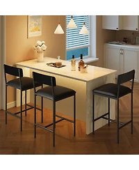 gaomon 3-Piece Dining Table Set for 2, Counter Height Bar Table with Storage Shelves, Upholstered Chairs, Apartment