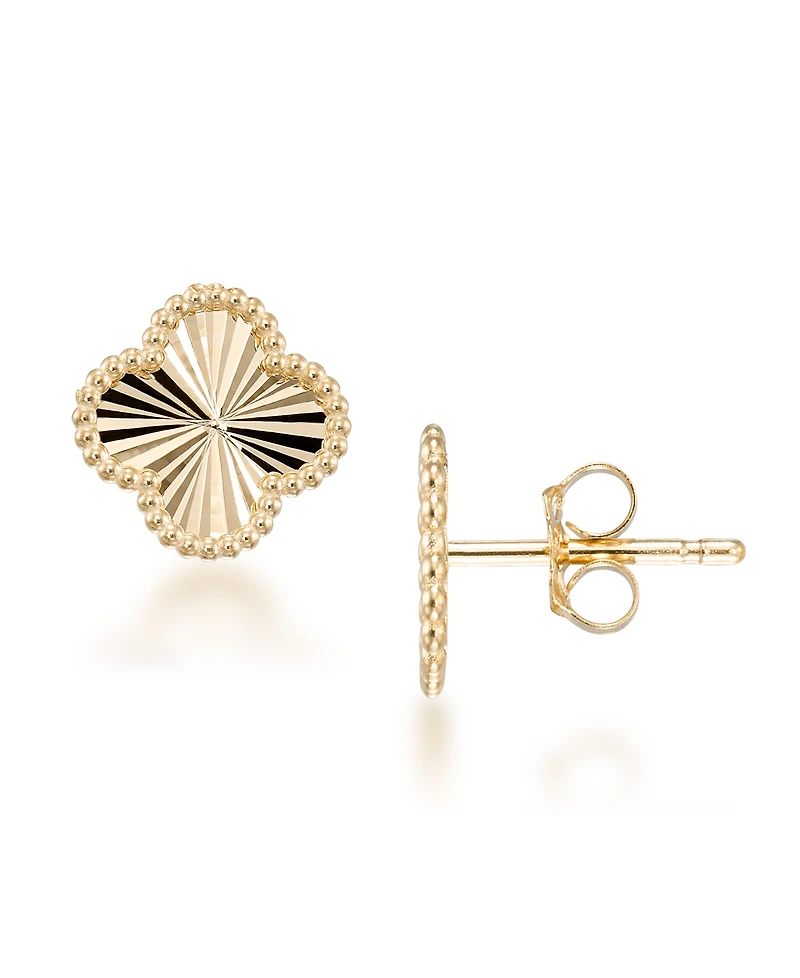 Macy's Textured Clover Stud Earrings in 10k Yellow Gold