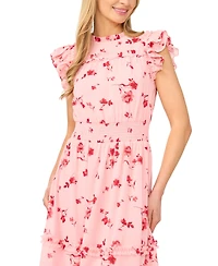 CeCe Women's Flutter-Sleeve Smocked-Waist Midi Dress