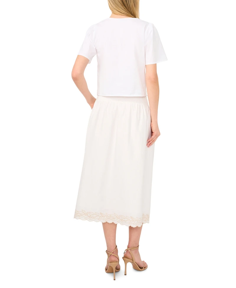 CeCe Women's V-Neck Embroidered Blouse