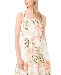 CeCe Women's Floral Square Neck Midi Dress