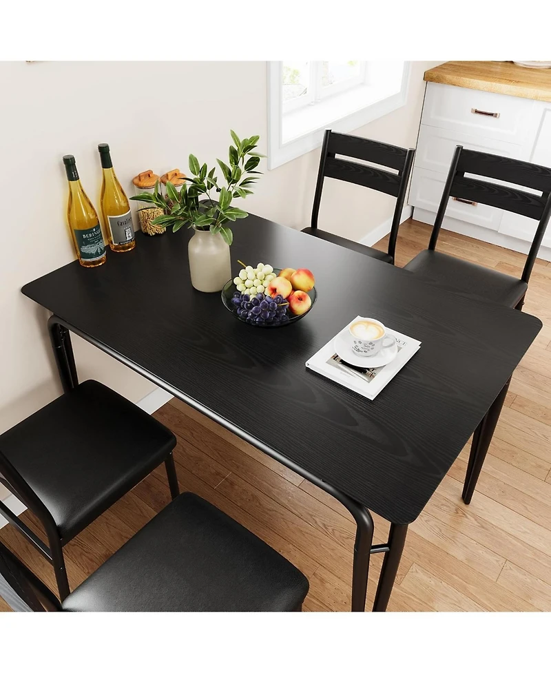 gaomon 5-Piece Dining Set for 4, Modern Rectangular Table with Chairs, Space-Saving Kitchen Dining Set for Apartment or Office