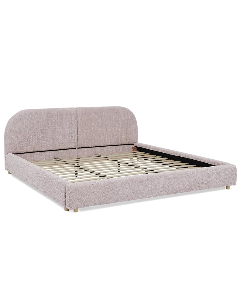 Streamdale Furniture King Size Upholstered Bed Frame, Modern Minimalist Curved Headboard