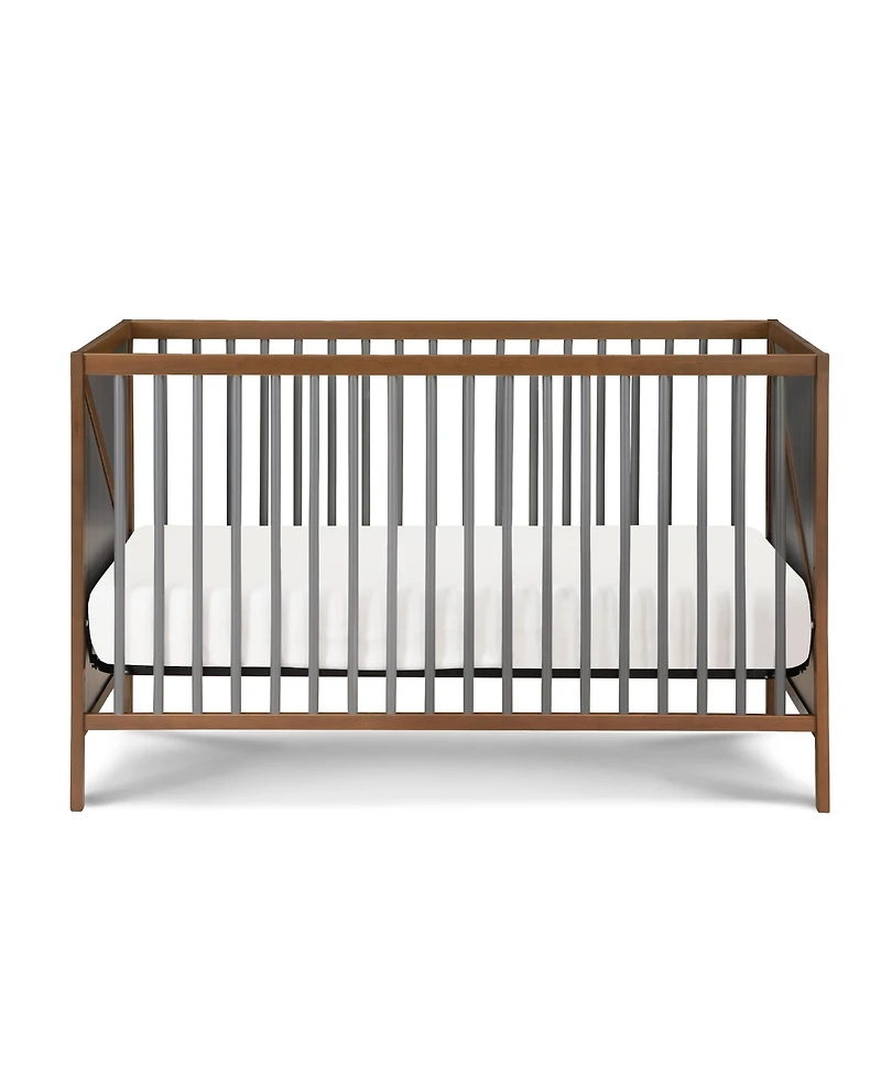 Flynama 3in1 Convertible Crib - Mid-Century Solid Wood, 3-Position Mattress Height