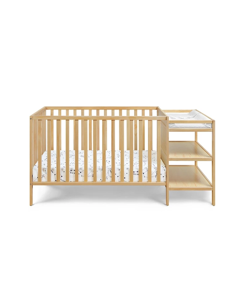 Flynama 3 in 1 convertible crib and changer combo solid wood 3 position mattress support attached changing table storage for baby nursery