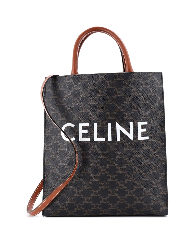 Pre-Owned Celine Small Vertical Cabas Tote Triomphe Coated Canvas