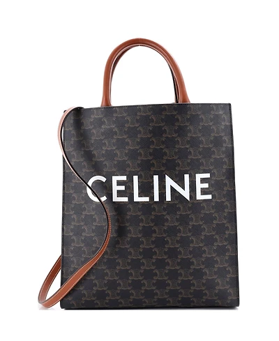 Pre-Owned Celine Small Vertical Cabas Tote Triomphe Coated Canvas