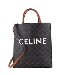 Pre-Owned Celine Small Vertical Cabas Tote Triomphe Coated Canvas
