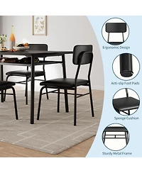 gaomon Modern 3-Piece Dining Set for 2, Durable Metal Frame Table, Upholstered Chairs with Storage Rack, Perfect for Apartments
