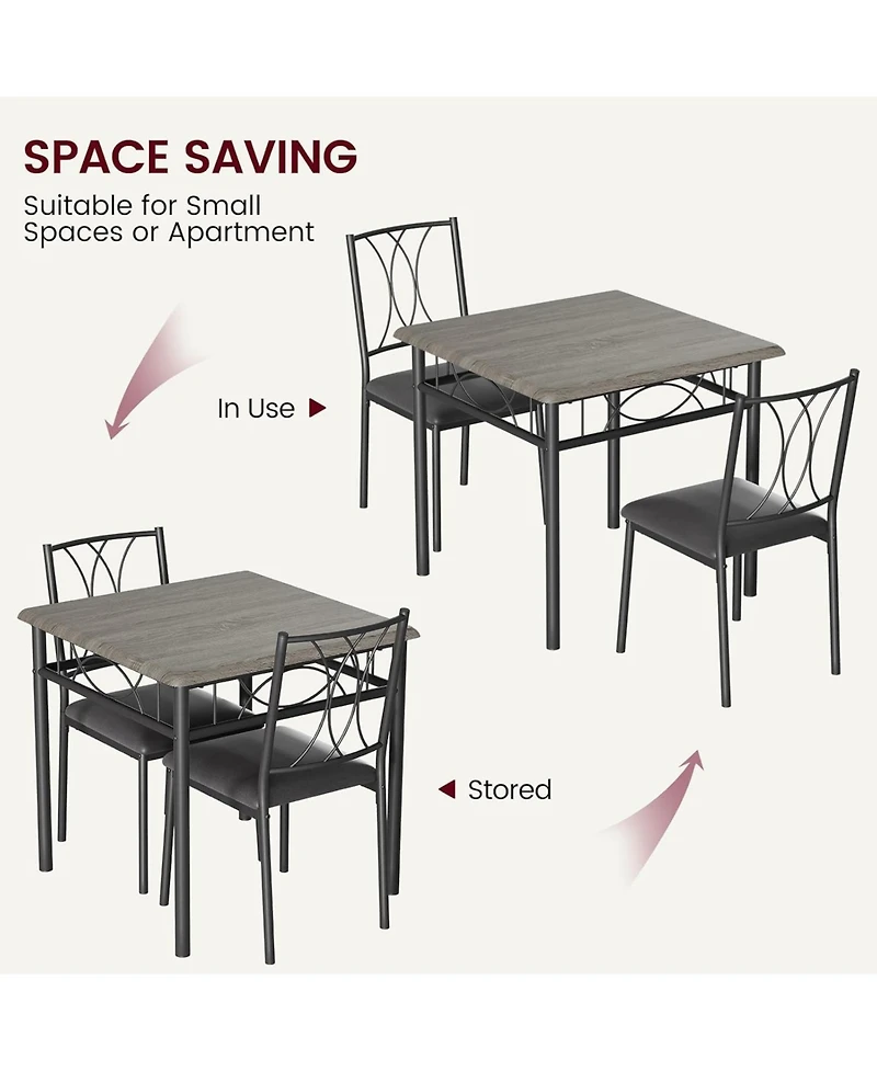 gaomon 3-Piece Dining Table Set for 2, Kitchen Table with Upholstered Chairs, Space-Saving Square Table for Small Apartment